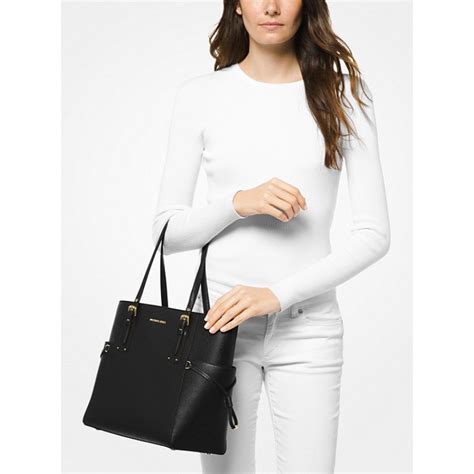 Voyager Small Crossgrain Leather Tote Bag 